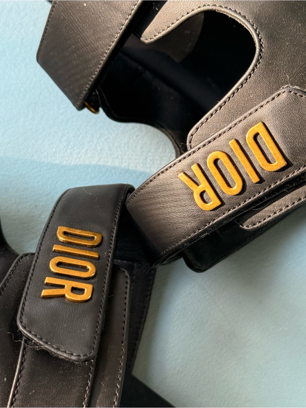 Dior Black Leather Logo Slide Sandals - Picture 6 of 6